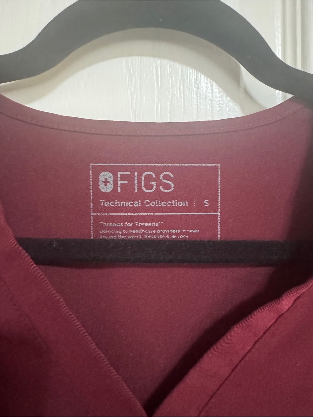 FIGS Women's Short Sleeve V-Neck Scrub Top in Burgundy - Picture 2 of 6
